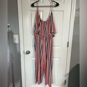 Wide leg jumpsuit - size 2X brand Velzera - Coral / Navy colors